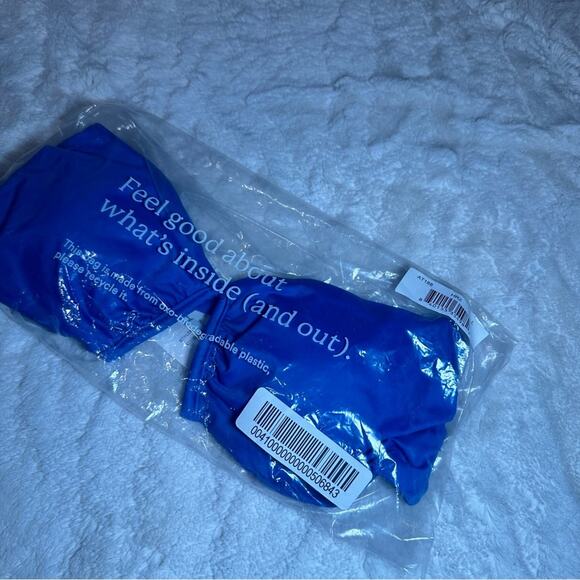 Andie Swim Size L Bikini Top Blue The Scala Cruise Resortwear Pool Bandeau Beach - Picture 7 of 7